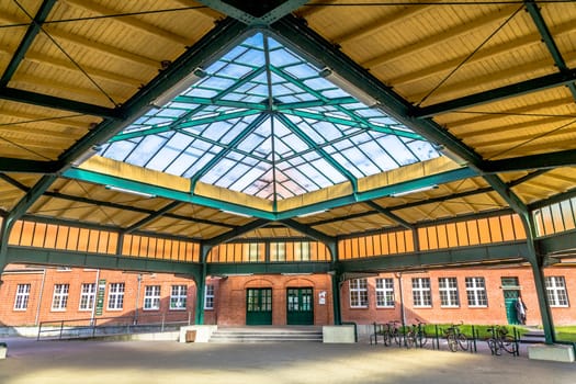 Seebad Heringsdorf, Germany - April 17, 2014: famous old train station in Seebad Heringsdorf, Germany. The train station was inaugurated in 1896.