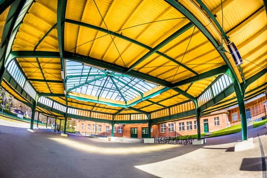 Seebad Heringsdorf, Germany - April 17, 2014: famous old train station in Seebad Heringsdorf, Germany. The train station was inaugurated in 1896.