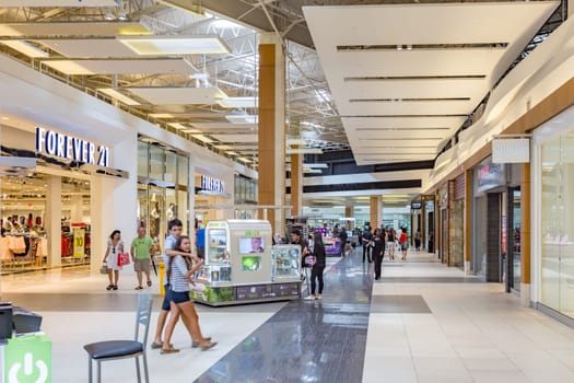 Fort Lauderdale,USA - August 25, 2014: people enjoy shopping in the modern mall Seagrass Mill in Fort Lauderdale.
