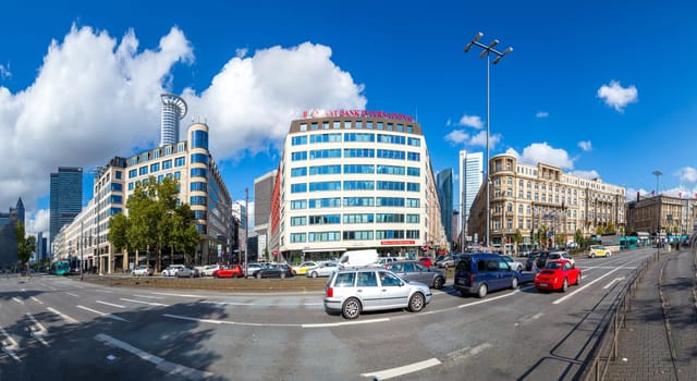 Frankfurt, Germany - October 25, 2015: downtown street view near main station in Frankfurt, Germany. It's the largest city in the German state of Hessen and the fifth-largest city in Germany