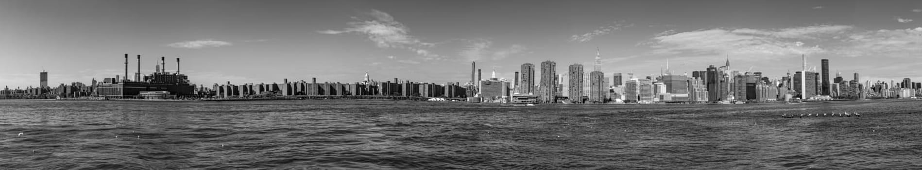 NEW YORK, USA - OCT 6, 2017: panorama of New York with river Hudson and UN building.