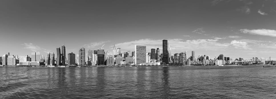 New York, USA - October 6, 2017: panorama of New York with river Hudson and UN building.