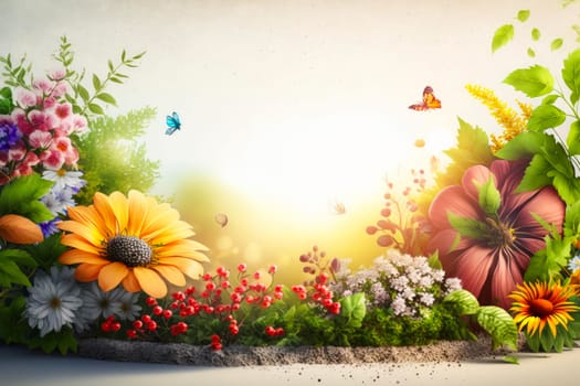 illustration of flower pots and flowers on a white background generative ai.
