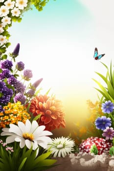 spring garden background illustration, generated ai