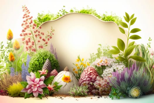 illustration of flower pots and flowers on a white background generative ai.