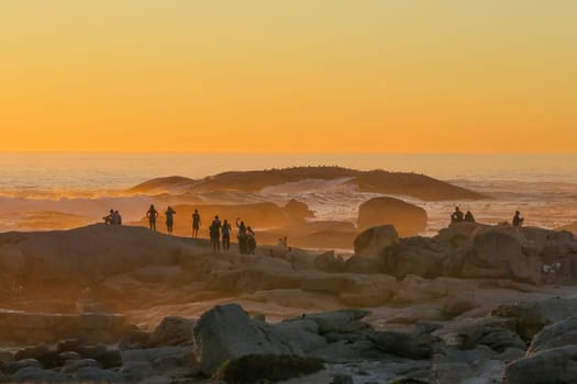 Cape Town, South Africa - April 15, 2018: people enjoy the sunset in Cape Town, South Africa