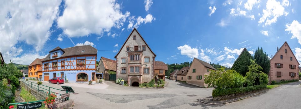Albe, France - June 19, 2018: main street in the small village of Albe in the Alsace region, France