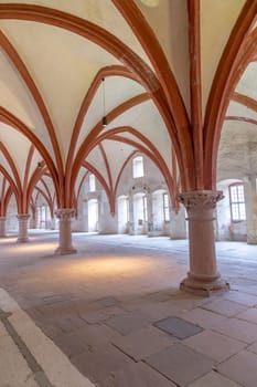 Eberbach, Germany - December 29, 2018: Monks dormitory at monastery Eberbach in Germany.