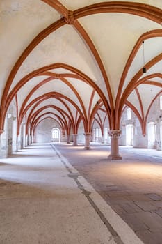 Eberbach, Germany - December 29, 2018: Monks dormitory at monastery Eberbach in Germany.