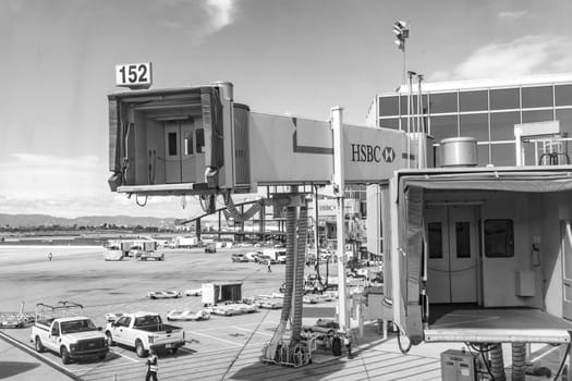 Los Angeles, USA - March 4, 2019: view to terminal and gate position at Los Angeles international airport, USA