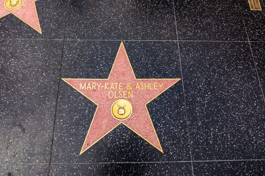 Los Angeles, USA - March 5, 2019: closeup of Star on the Hollywood Walk of Fame for mary Kate Olsen.