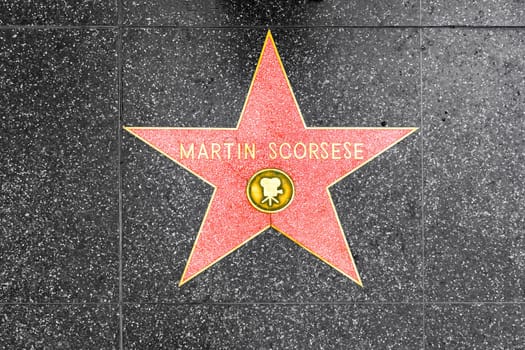 Los Angeles, USA - March 5, 2019: closeup of Star on the Hollywood Walk of Fame for Martin Scorsese.