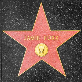 Los Angeles, USA - March 5, 2019: closeup of Star on the Hollywood Walk of Fame for Jamie Foxx.