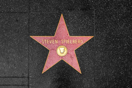Los Angeles, USA - March 5, 2019: closeup of Star on the Hollywood Walk of Fame for Steven Spielberg.