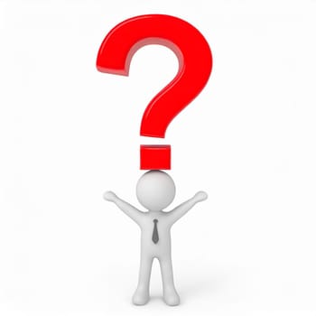 3d human with a red question mark