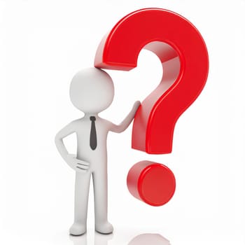 3d human with a red question mark