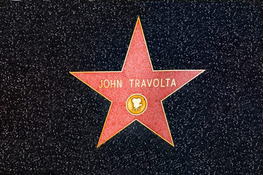 Los Angeles, USA - March 5, 2019: closeup of Star on the Hollywood Walk of Fame for John Travolta.