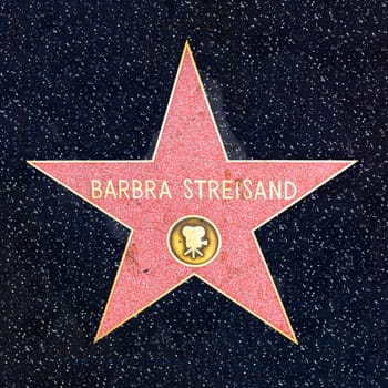 Los Angeles, USA - March 5, 2019: closeup of Star on the Hollywood Walk of Fame for Barbra Streisand.