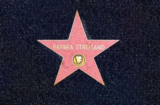 Los Angeles, USA - March 5, 2019: closeup of Star on the Hollywood Walk of Fame for Barbara Streisand.