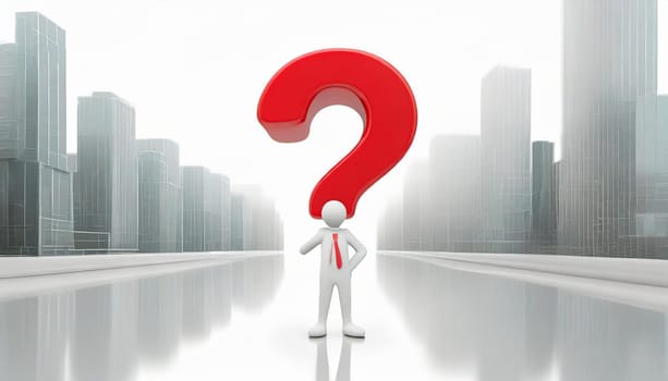 3d human with a red question mark