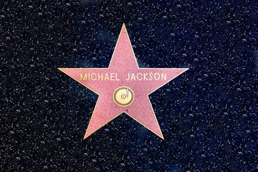 Los Angeles, USA - March 5, 2019: closeup of Star on the Hollywood Walk of Fame for Michael Jackson.
