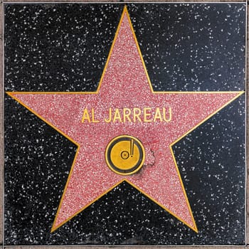 Los Angeles, USA - March 5, 2019:  closeup of Star on the Hollywood Walk of Fame for Al Jarreau.