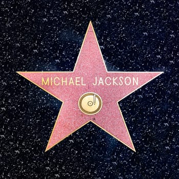 Los Angeles, USA - March 5, 2019: closeup of Star on the Hollywood Walk of Fame for Michael Jackson.