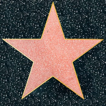 Los Angeles, USA - March 5, 2019:  closeup of empty Star on the Hollywood Walk of Fame.