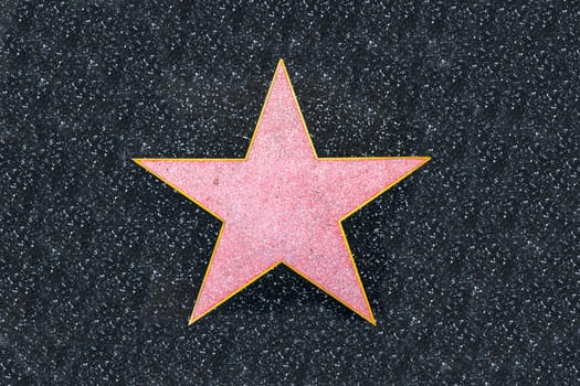 Los Angeles, USA - March 5, 2019:  closeup of empty Star on the Hollywood Walk of Fame.