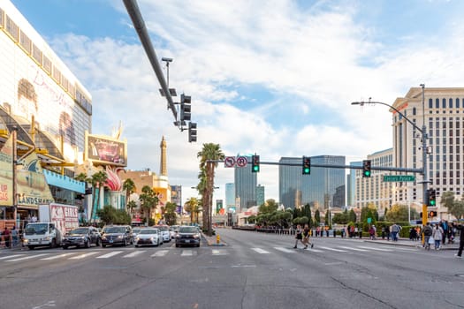Las Vegas, USA - March 9, 2019: caesars palace with advertising for Celine Dion in Las Vegas at the Strip, USA.