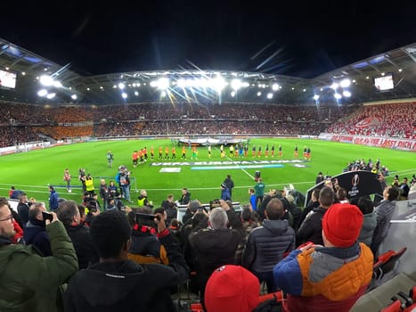 European Cup atmosphere at the Europa Park Stadium during the match of the Football Europa League - Qualification 1/8 Final,SC Freiburg vs RC Lens