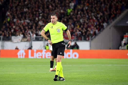 Poor performance: Referee: Rade Obrenovic at the match of the Football Europa League - Qualification 1/8 Final,SC Freiburg vs RC Lens