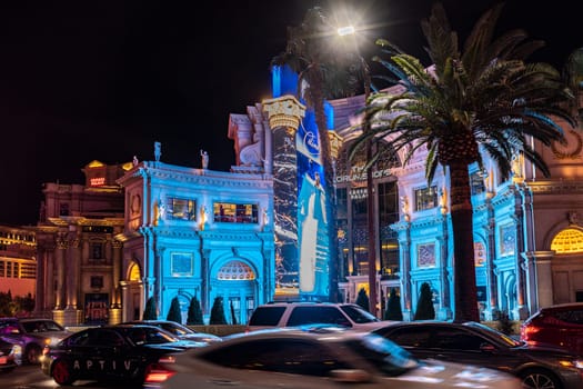 Las Vegas, USA - March 9,2019 : The Forum shops in Las Vegas.The mall connected to the Caesars Palace hotel and casino and it simulates ancient Roman streets.