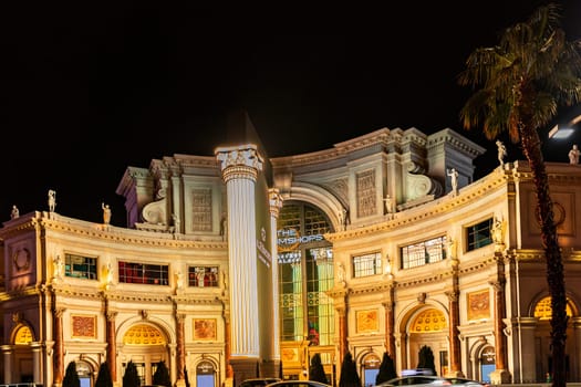 Las Vegas, USA - March 9,2019 : The Forum shops in Las Vegas.The mall connected to the Caesars Palace hotel and casino and it simulates ancient Roman streets.