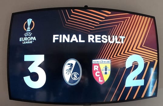 Final Result - Freiburg come back from 2-0 down to win 3-2 in the Europa League - Qualification 1/8 Final,SC Freiburg vs RC Lens