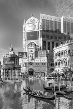 Las Vegas, USA - March 9, 2019: tourists enjoy gondola ride at the venetian hotel and casino in Las Vegas, USA.
