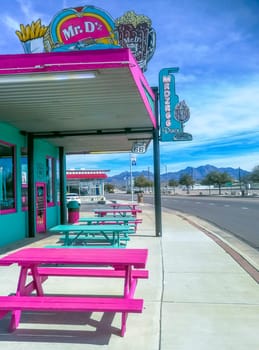 Kingman, USA - March 9, 2019: Mr. D'z Diner is a landmark on Route 66 in Kingman.