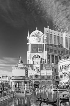 Las Vegas, USA - March 9, 2019: tourists enjoy gondola ride at the venetian hotel and casino in Las Vegas, USA.