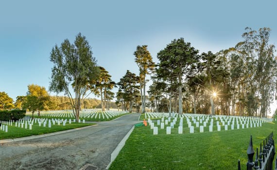 San Francisco, USA - March 13, 2019: San Francisco National Cemetery in Presidio Park, California USA.