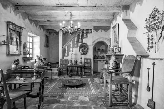Carmel, USA - March 15, 2019:  priors room at Carmel Mission San Carlos Borromeo in Carmel, USA. Pope Paul II was worshiping the holy maria at Carmel.