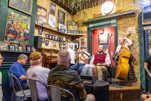 New Orleans  USA - October 25, 2023: listening to a band in the Jax club Fritzels at the Buorbon street on New Orleans by night.
