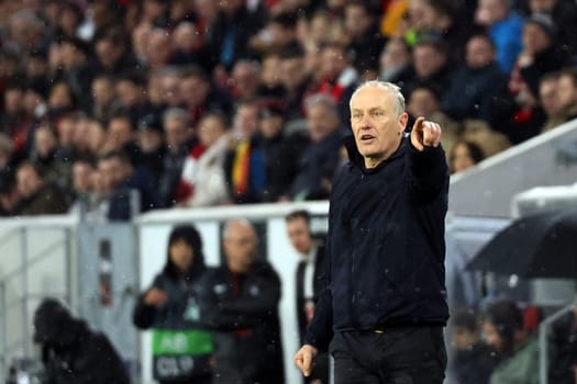 Coach Christian Streich (SC Freiburg) during the match of the Football Europa League - Qualification 1/8 Final,SC Freiburg vs RC Lens
