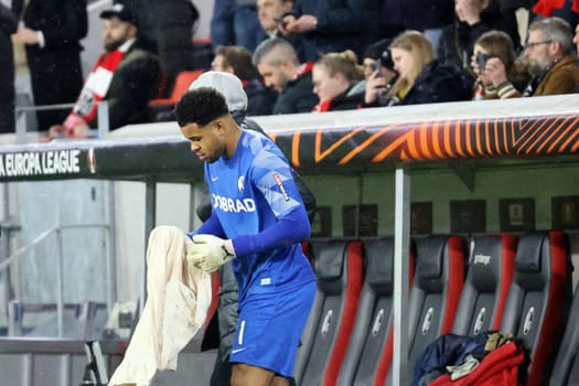 Goalkeeper Noah Atubolu (SC Freiburg) during the match of the Football Europa League - Qualification 1/8 Final,SC Freiburg vs RC Lens