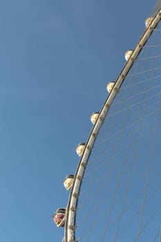 Las Vegas, USA - May 24, 2022: view to high roller observation wheel in Las Vegas, the world largest ferris wheel.