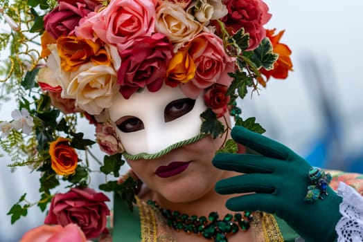VENICE, ITALY - Febrary 8 2023: The masks of the Venice carnival 2024