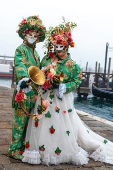VENICE, ITALY - Febrary 8 2023: The masks of the Venice carnival 2024