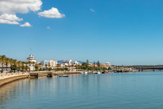 Portimao, Portugal - June 6, 2020: view to empty promenade of Portimao at the Algarve area.