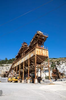 Monchique, Portugal - June 15, 2020: white marble production in Monchique, Portugal
