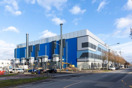 Eschborn, Germany - January 28, 2022: Cyrusone building in Eschborn. Cyrus one hostes computer facilities in the high security building.