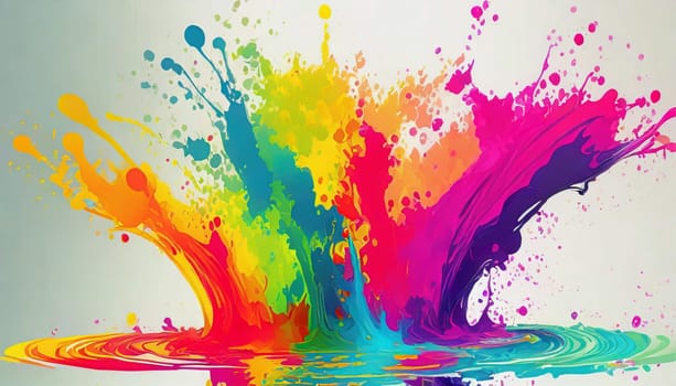 colorful rainbow holi paint color powder explosion isolated white wide panorama background